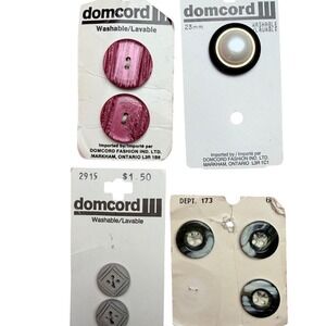 Domcord Vintage Buttons Lot Faux Pearl Marbled Geometric Mixed Sets 23mm 8pc NOS